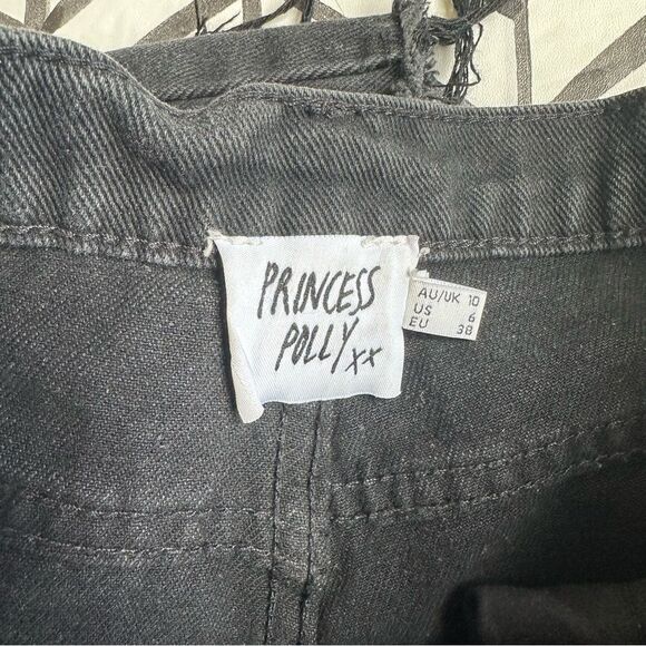 Princess Polly Size 6 Black High Rise Distressed Ankle Straight Leg Jeans - Picture 4 of 4